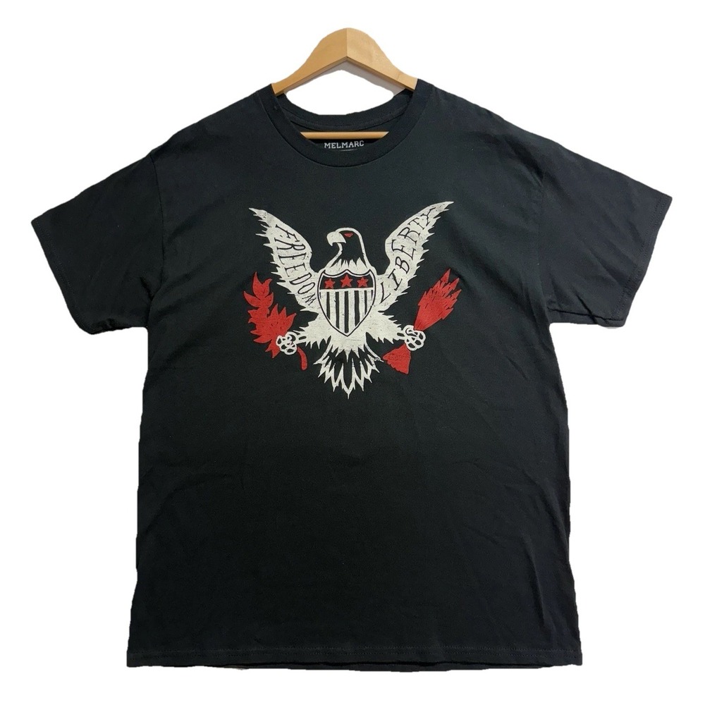 Freedom Liberty Eagle‎ Graphic T-Shirt Men's Large Black Patriotic Tee